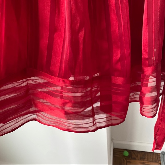 Red holiday dress with red stripes and sash - Picture 4 of 5